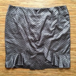Cenia Skirt Silver Dk Grey Woven Lined Back Ruffle
